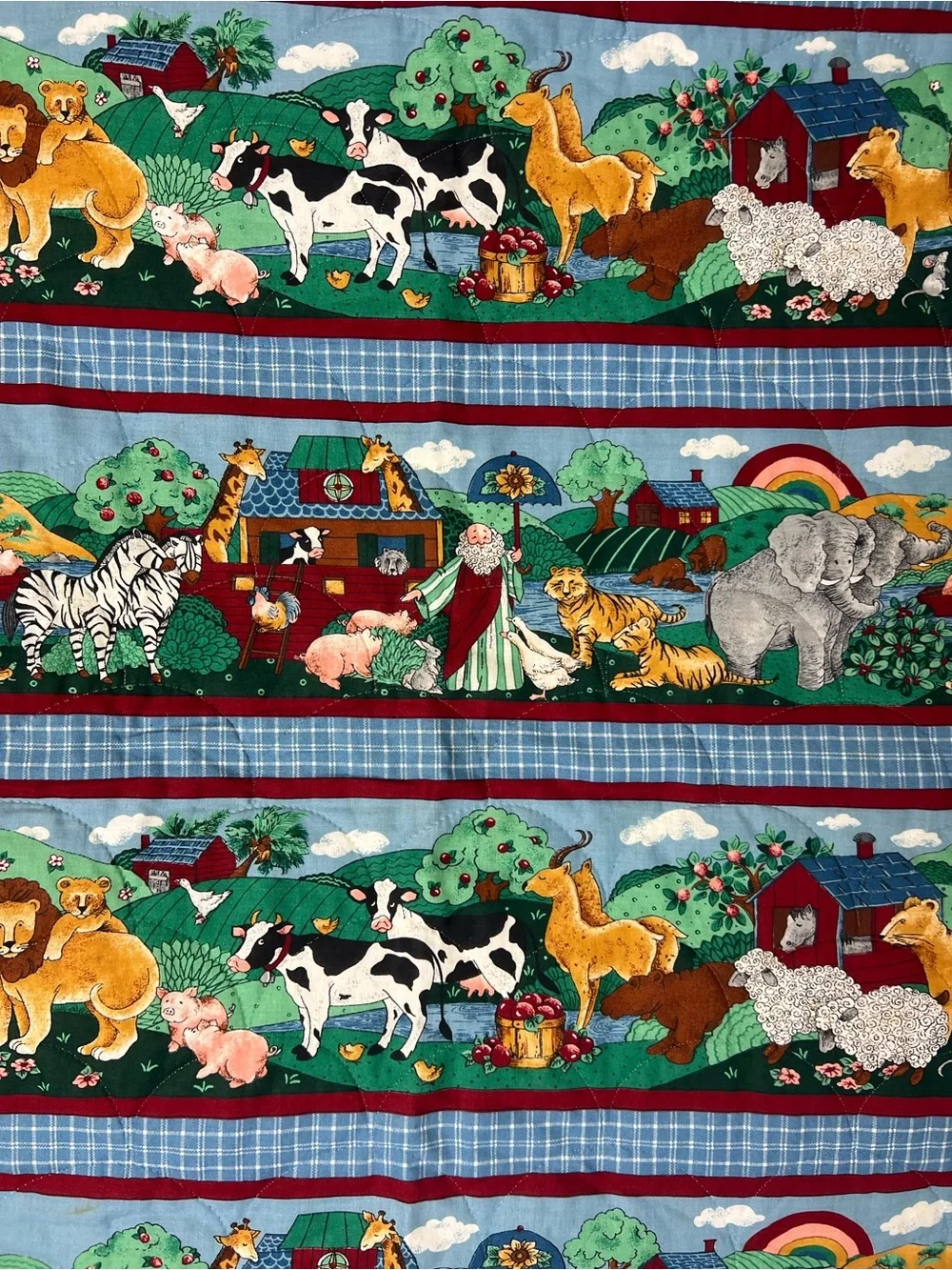 Handmade Noah’s Ark crib quilt